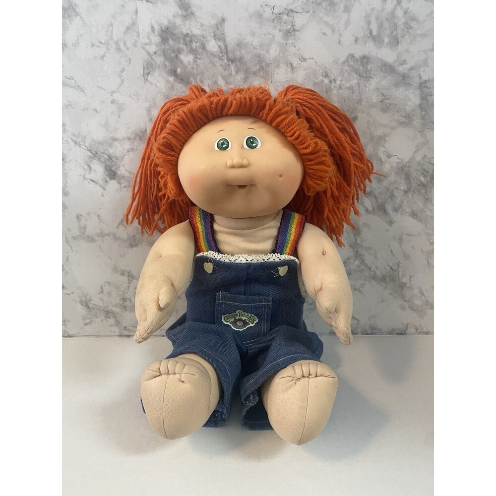 Vintage Cabbage Patch 1982 Doll Red Yarn Hair with Clothes Green Eyes 16 inch